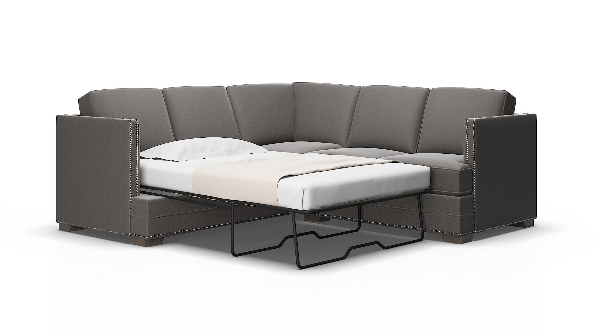 Riga Cosmo Charcoal Sectional Sleeper Espresso legs 2