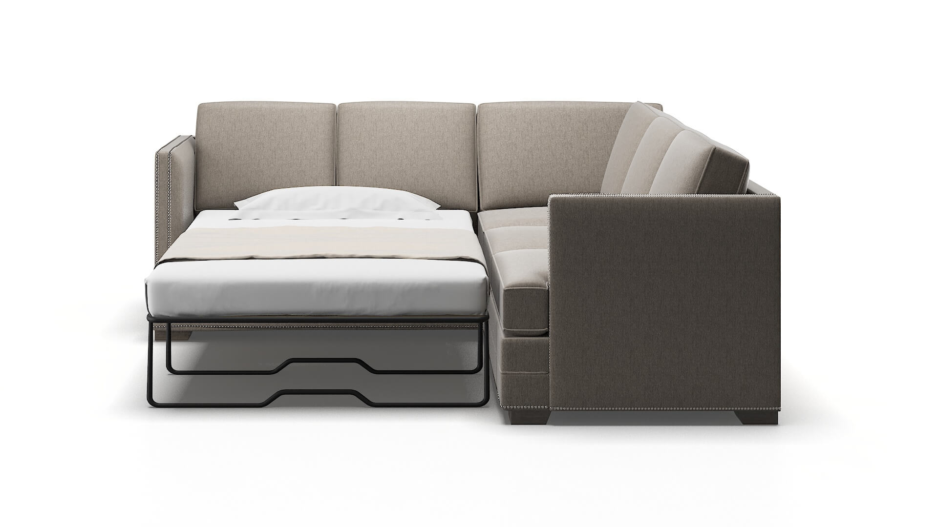Riga Cosmo Taupe Sectional Sleeper Espresso legs 1