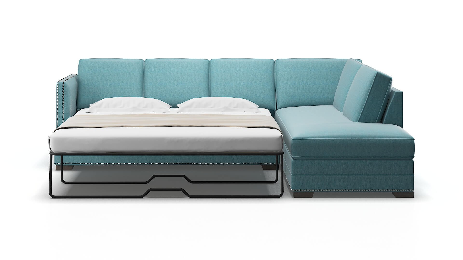Riga Cosmo Turquoise Panel Sleeper Espresso legs 1