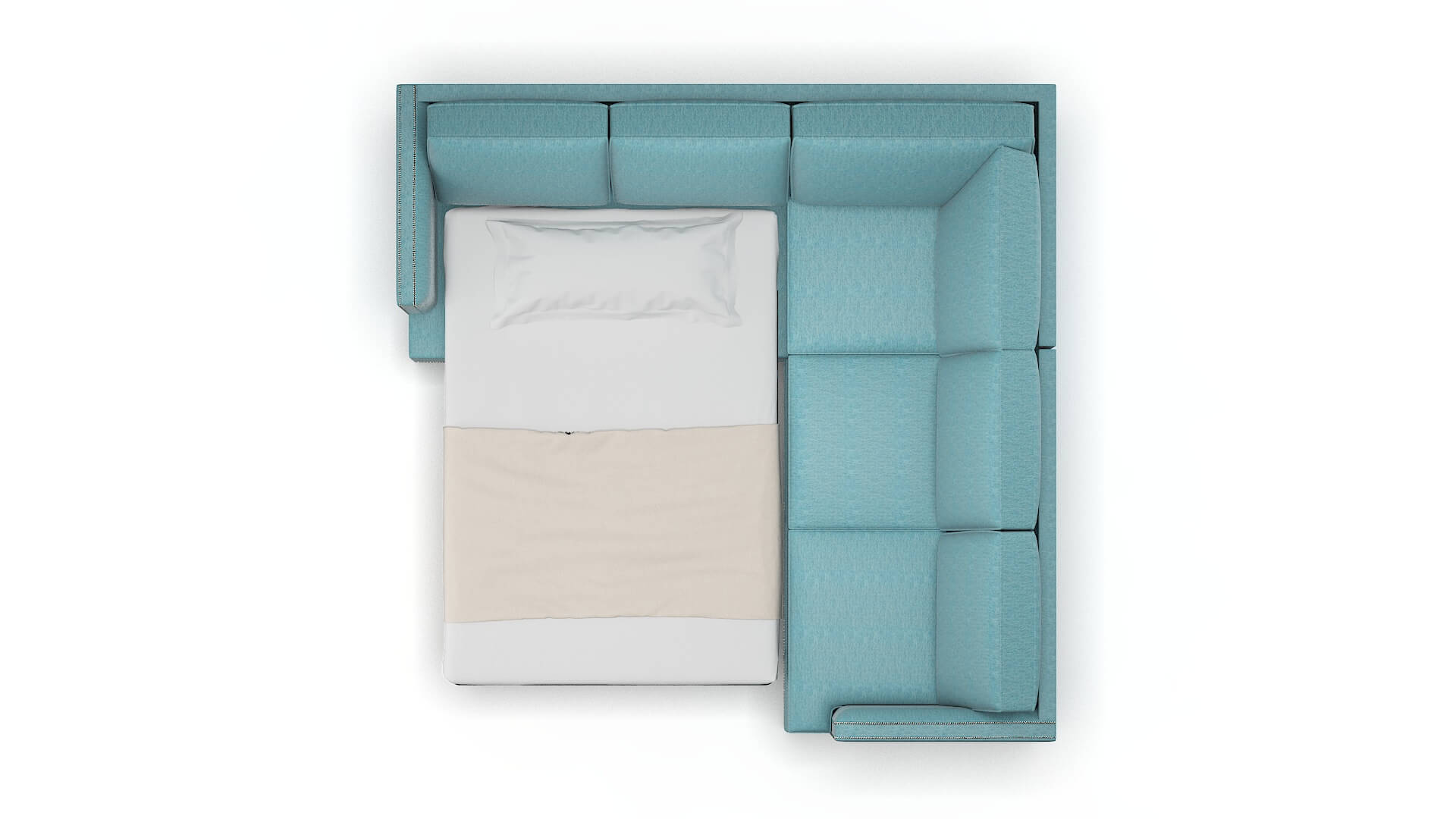 Riga Cosmo Turquoise Sectional Sleeper Espresso legs 3