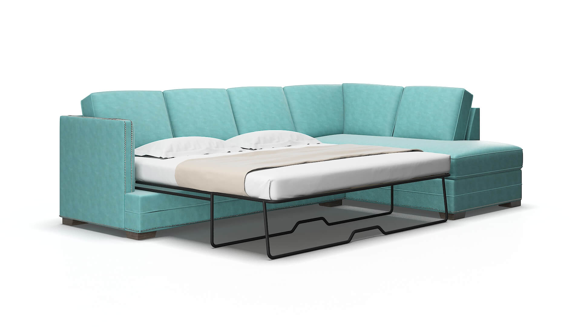 Riga Curious Turquoise Panel Sleeper espresso legs 2