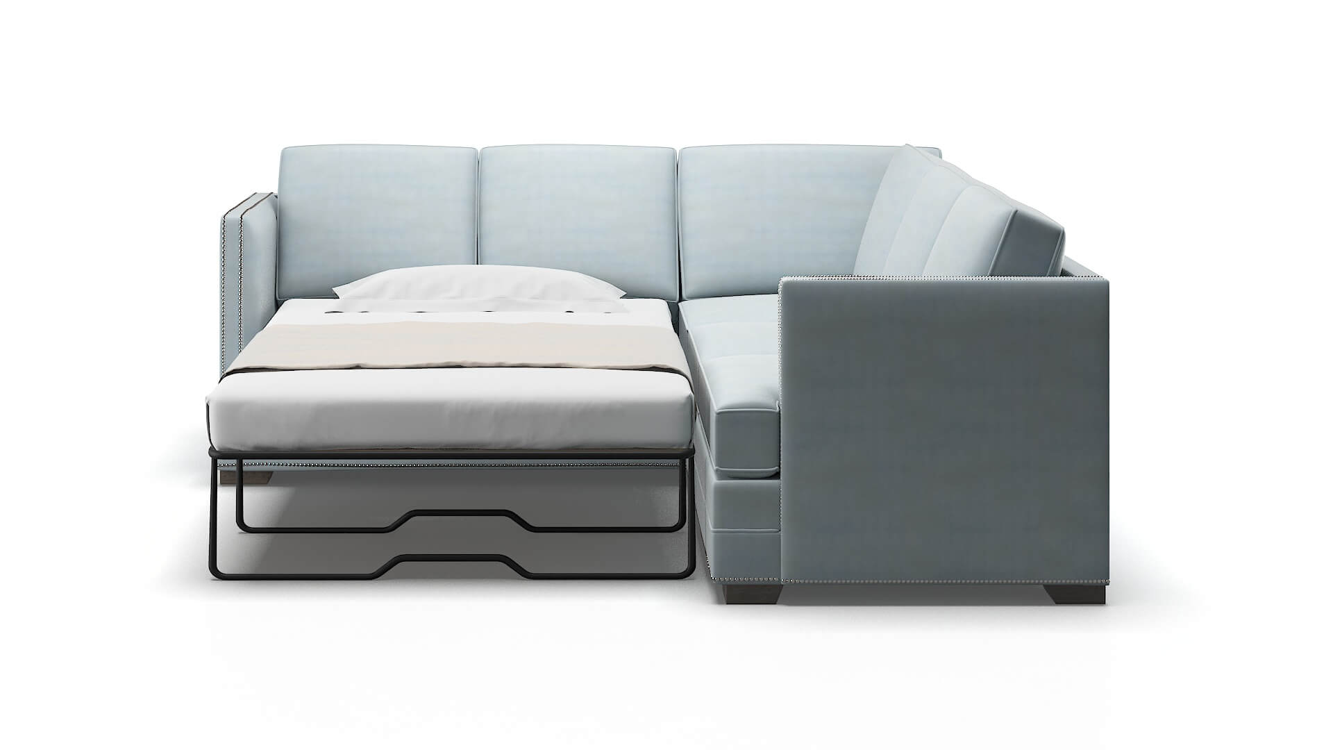 Riga Hathaway Aqua Sectional Sleeper Espresso legs 1