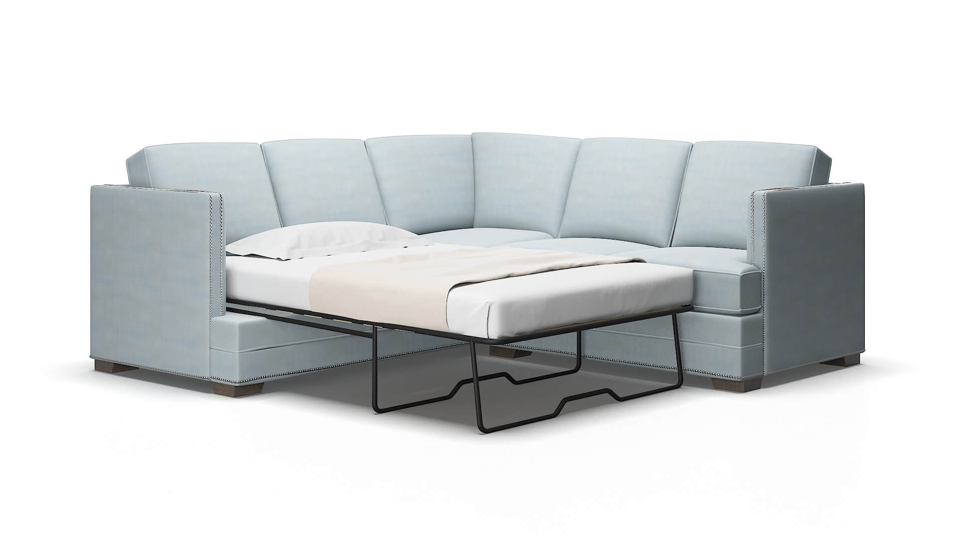 Riga Hathaway Aqua Sectional Sleeper Espresso legs 2