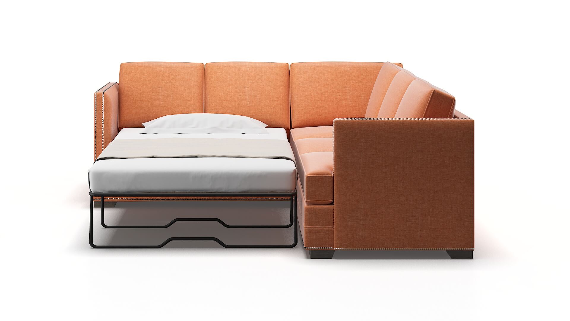 Riga Hepburn Appricot Sectional Sleeper Espresso legs 1