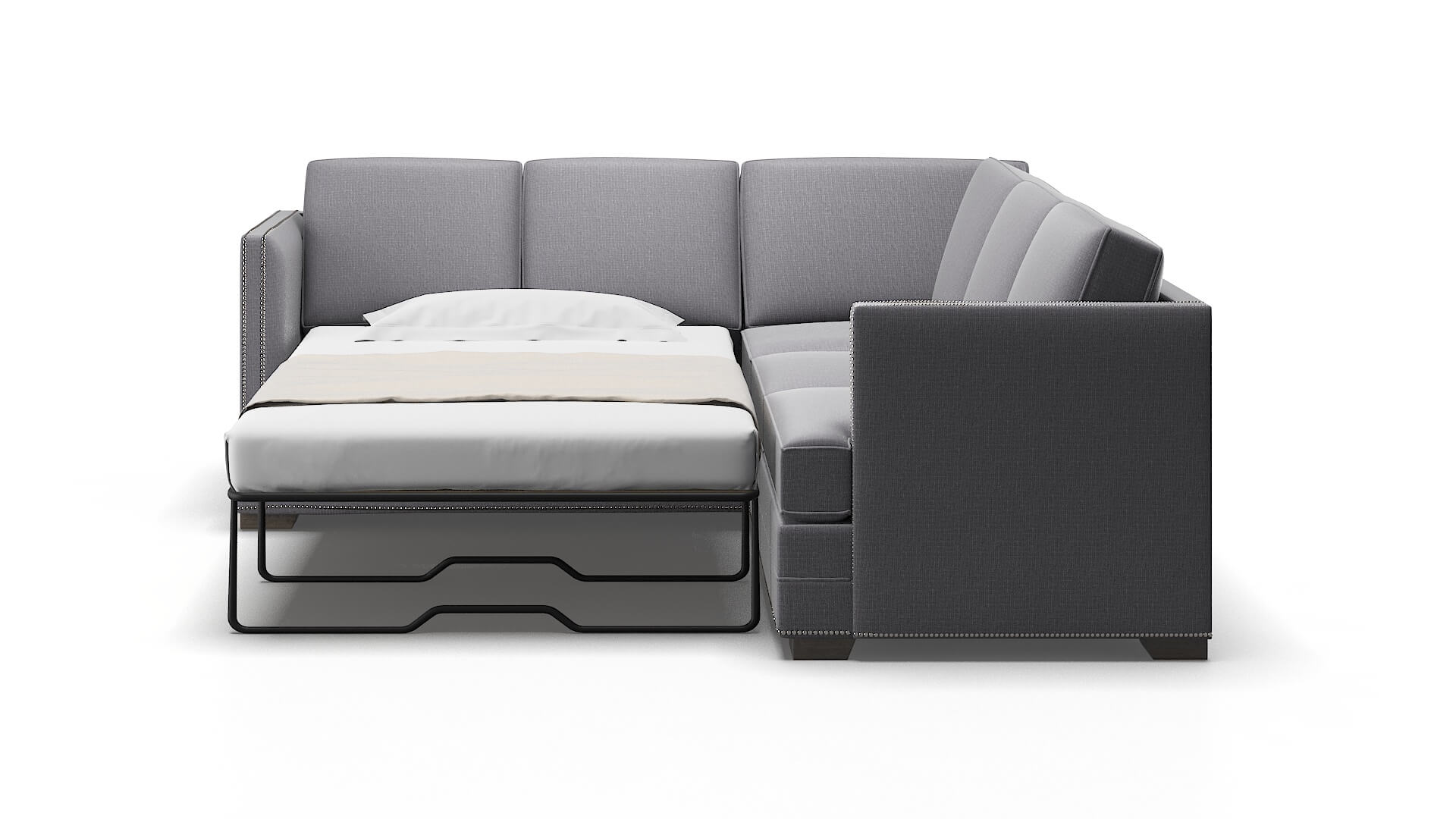 Riga Insight Denim Sectional Sleeper Espresso legs 1