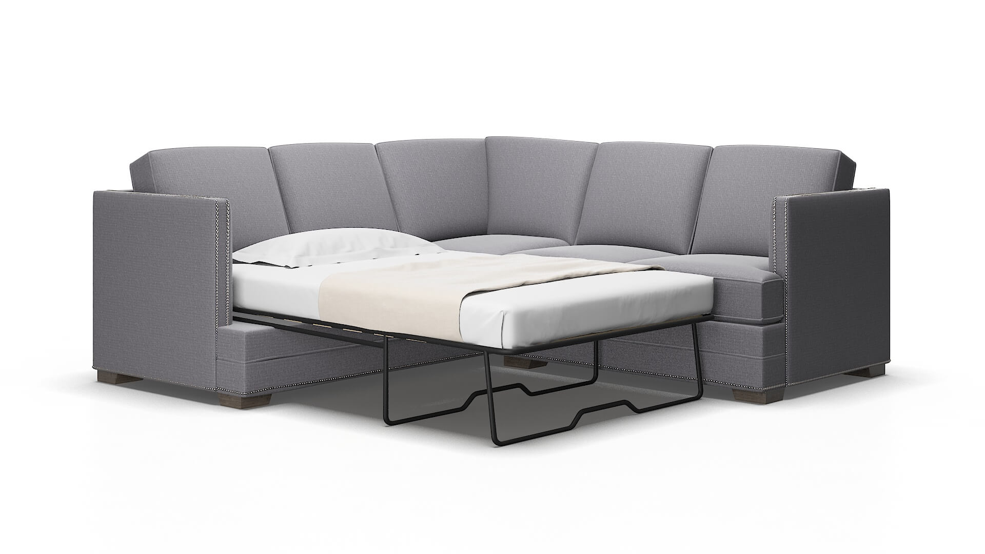 Riga Insight Denim Sectional Sleeper Espresso legs 2