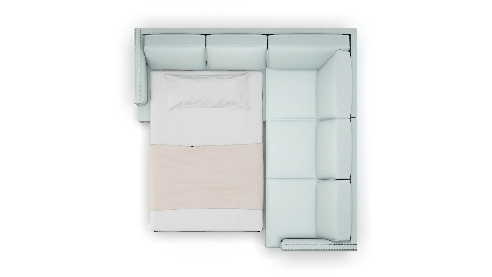 Riga Leslie Robins_egg Sectional Sleeper Espresso legs 3