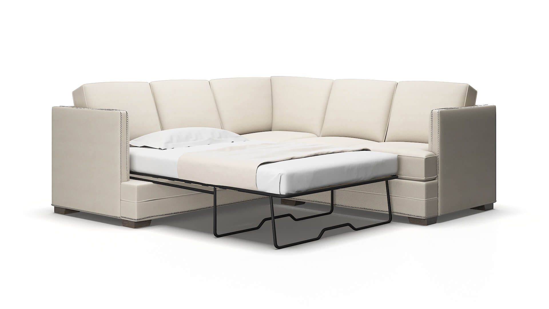 Riga Malibu linen Sectional sleeper Espresso Legs  2