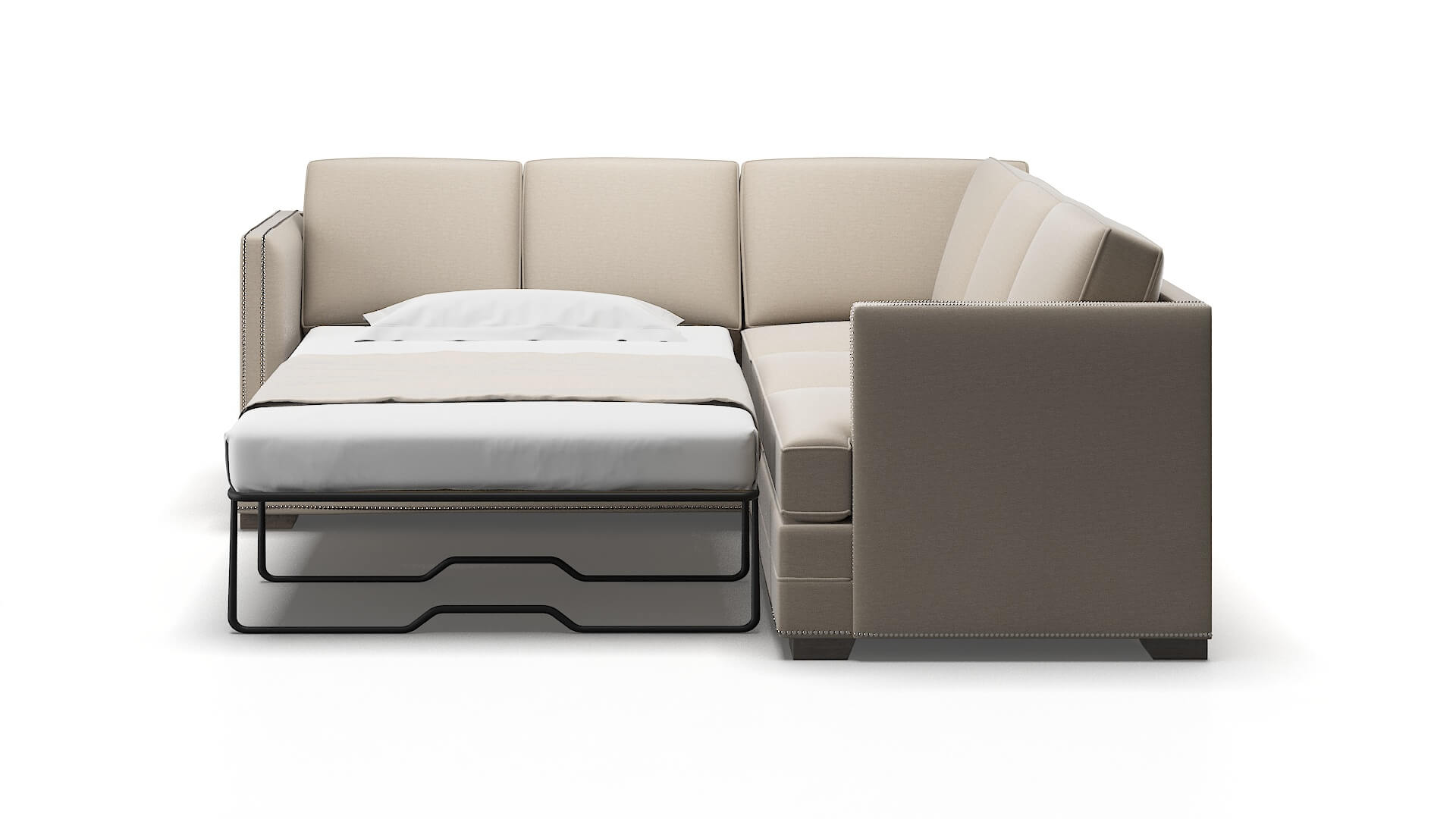 Riga Naples Almond Sectional Sleeper Espresso legs 1