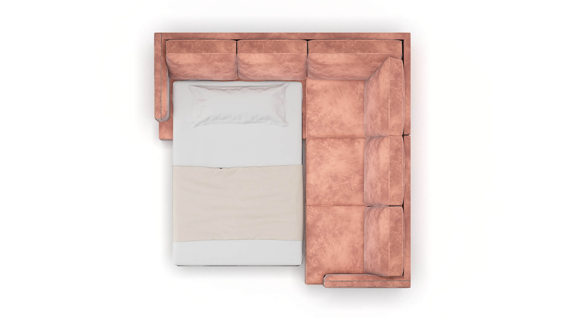 Riga Naples Blush Sectional Sleeper Espresso legs 3