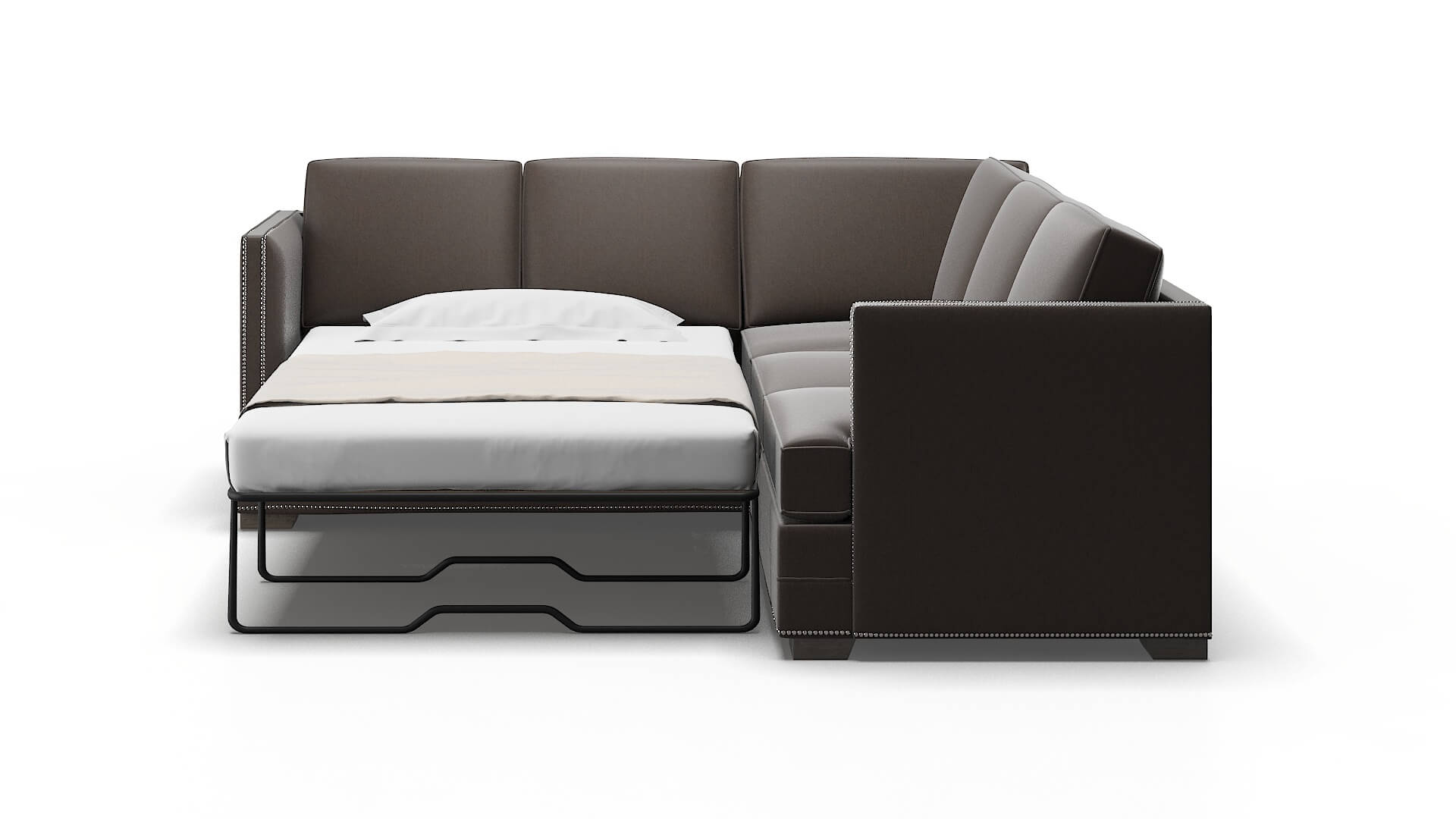 Riga Naples Graphite Sectional Sleeper Espresso legs 1
