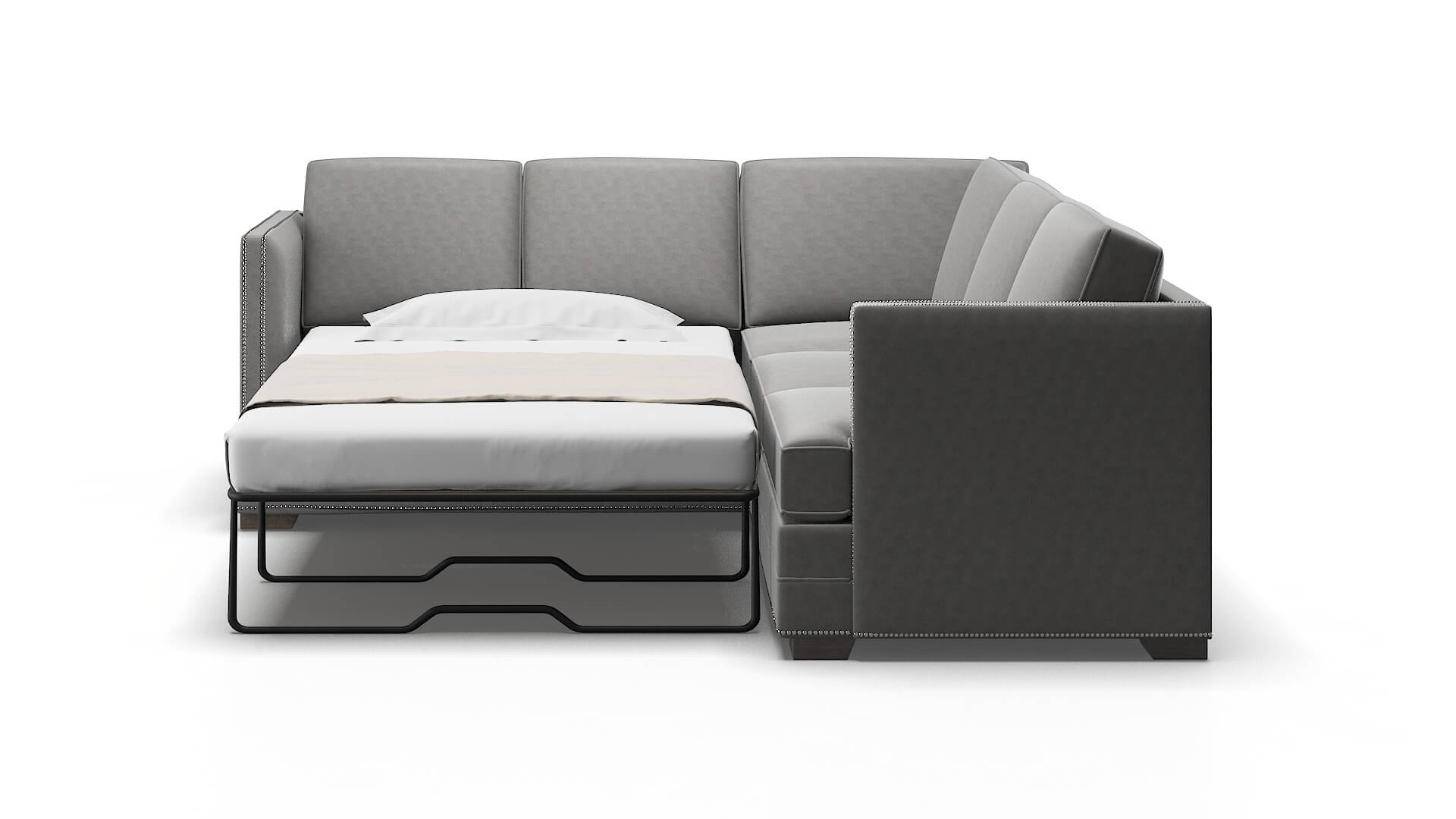 Riga Noble Smoke Sectional Sleeper Espresso legs 1