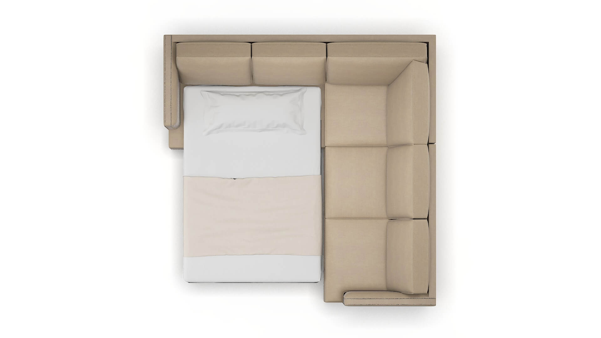 Riga Oakley Taupe Sectional Sleeper Espresso legs 3