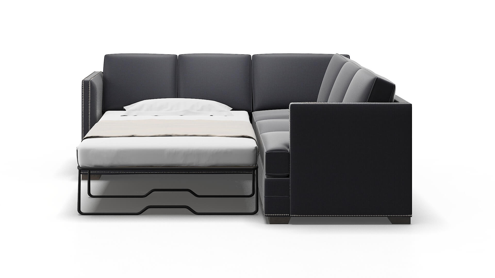 Riga Parker Midnight Sectional Sleeper Espresso legs 1