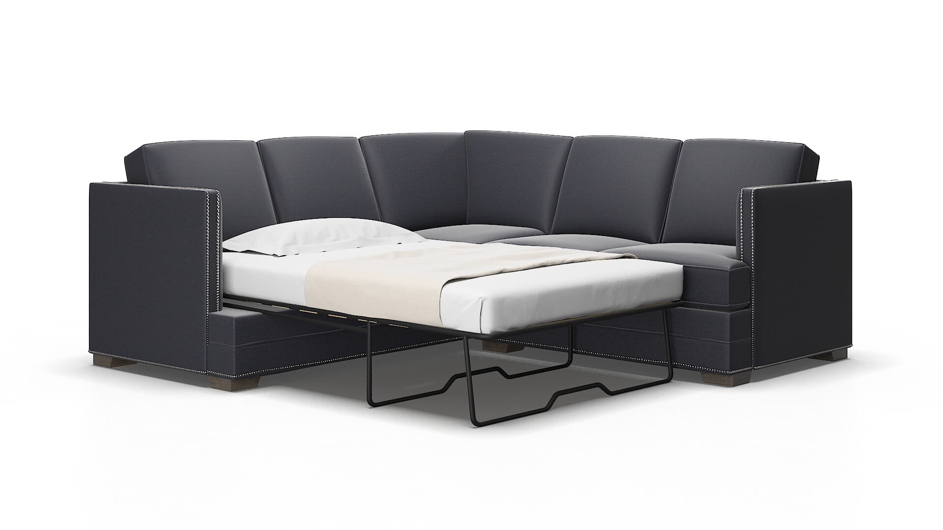 Riga Parker Midnight Sectional Sleeper Espresso legs 2