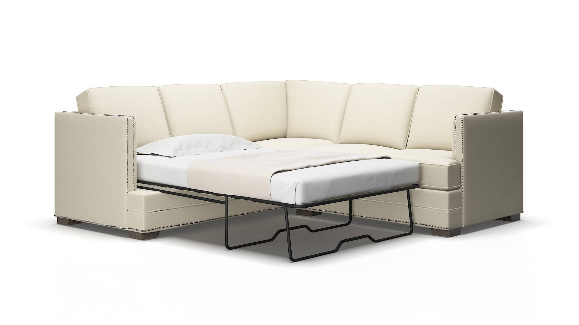 Riga Phoenix Ivory Sectional Sleeper Espresso legs 2