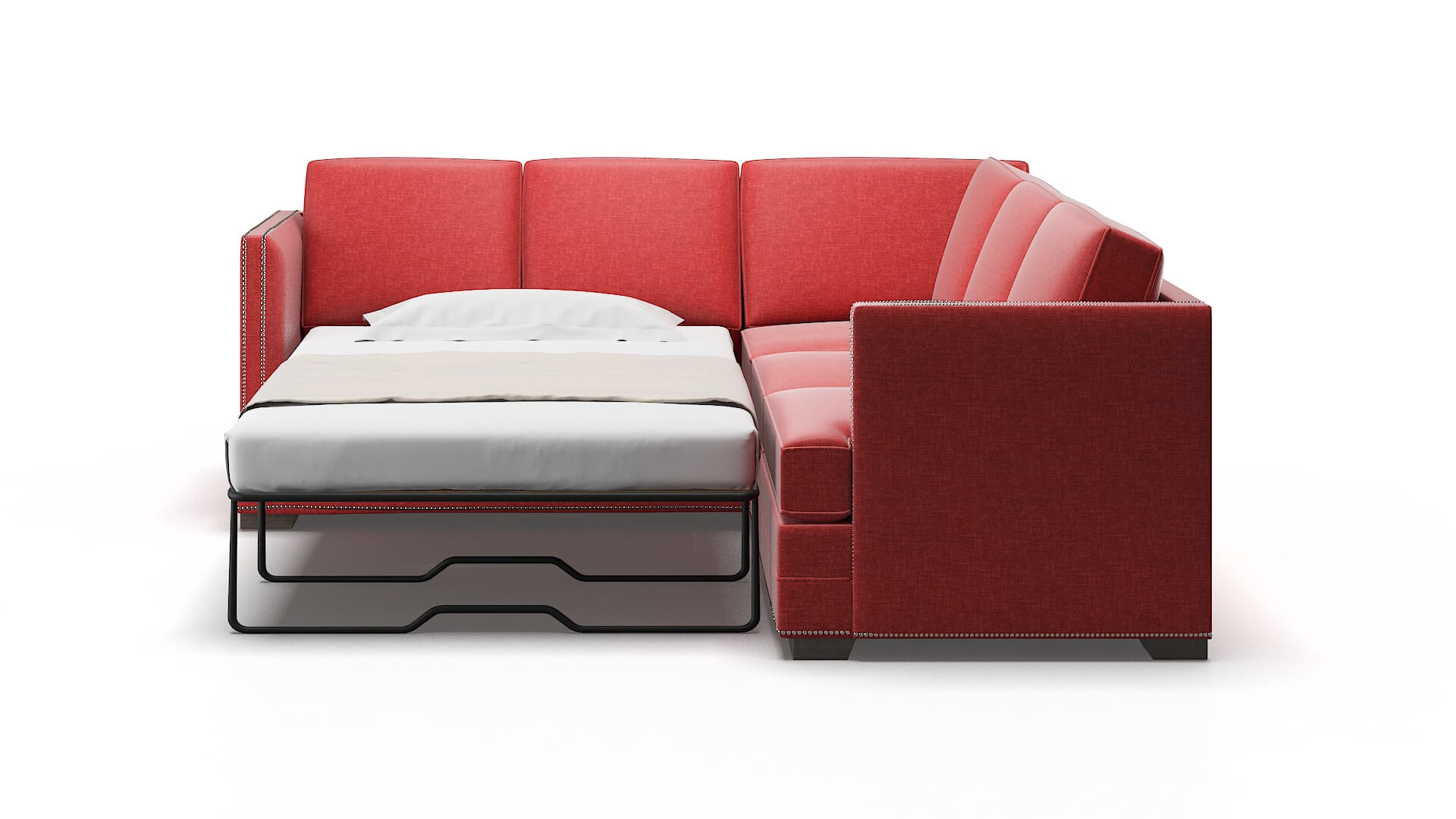 Riga Portland Berry Sectional Sleeper Espresso legs 1