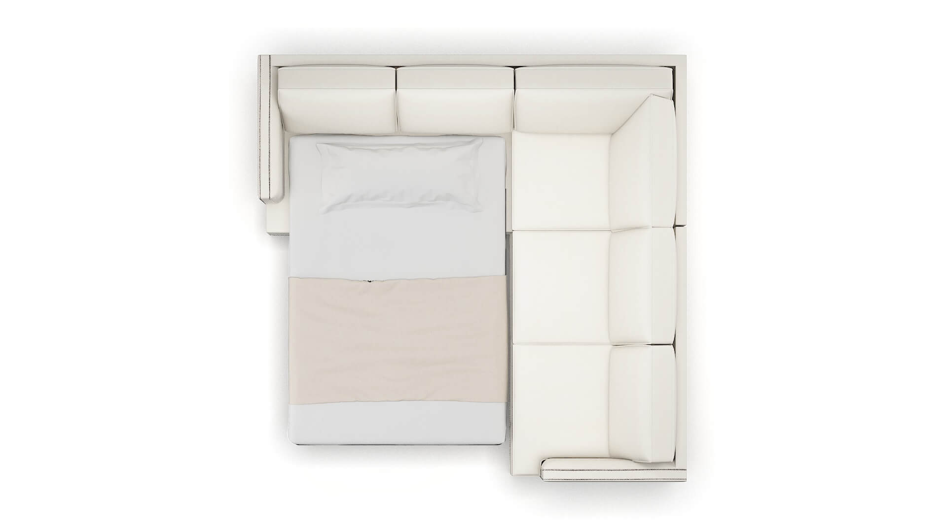 Riga R_prize Cream Sectional Sleeper Espresso legs 3