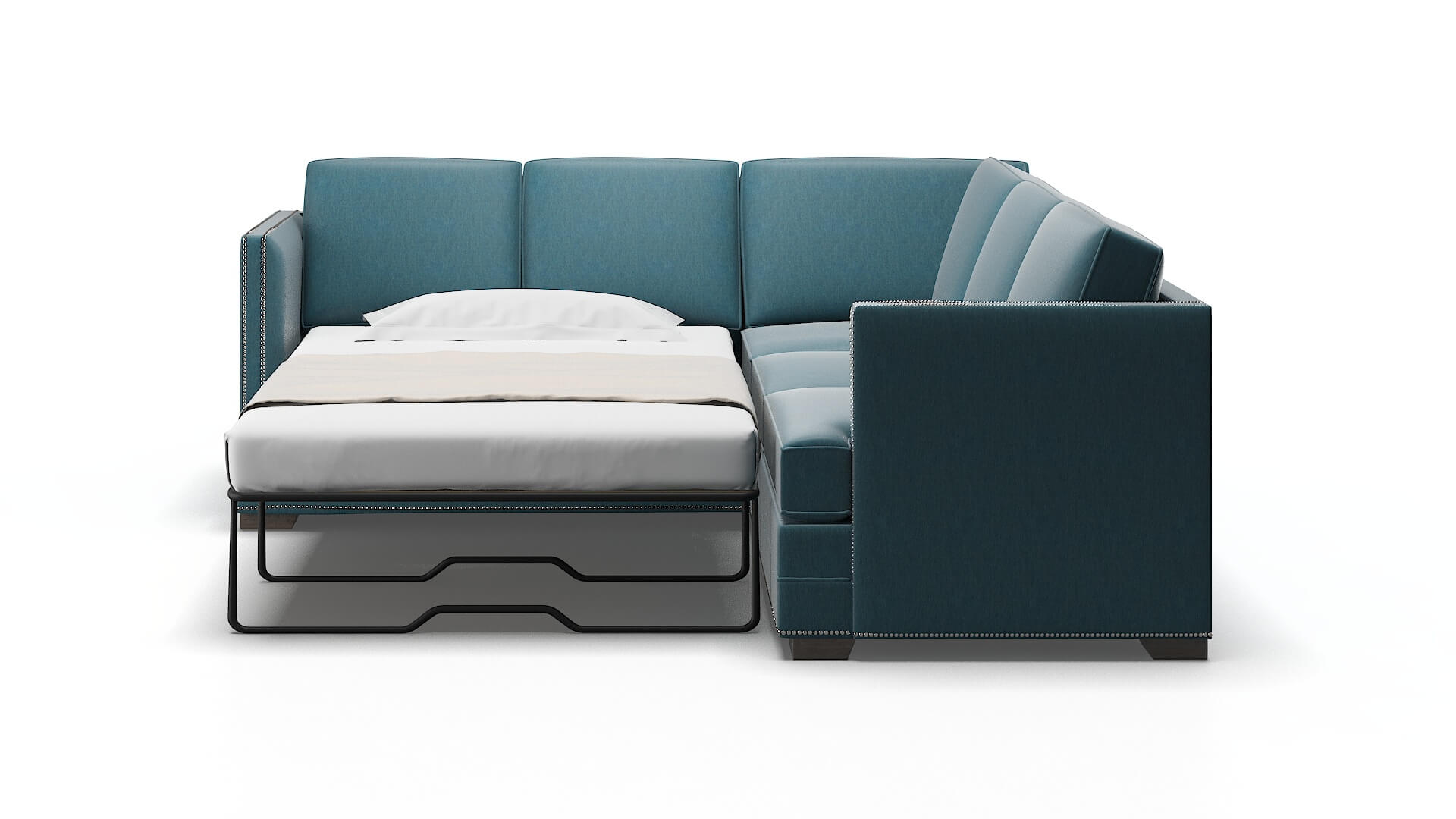 Riga Royale Electric_blue Sectional Sleeper Espresso legs 1