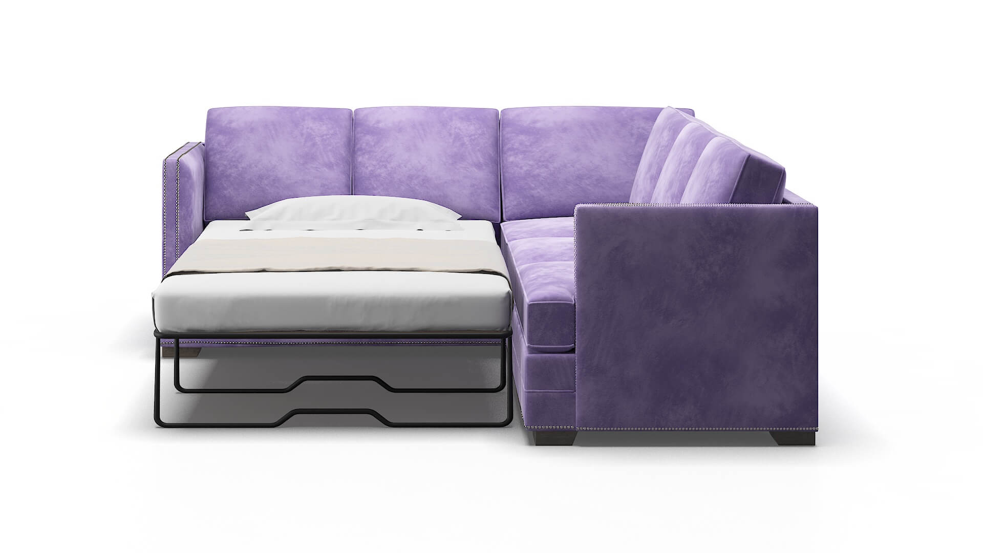 Riga Royale Lavender Sectional Sleeper Espresso legs 1