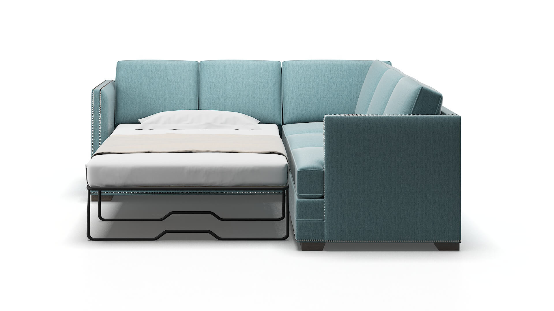 Riga Sasha Teal Sectional Sleeper Espresso legs 1