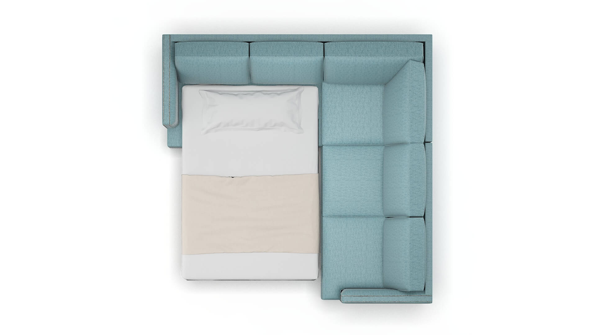 Riga Sasha Teal Sectional Sleeper Espresso legs 3