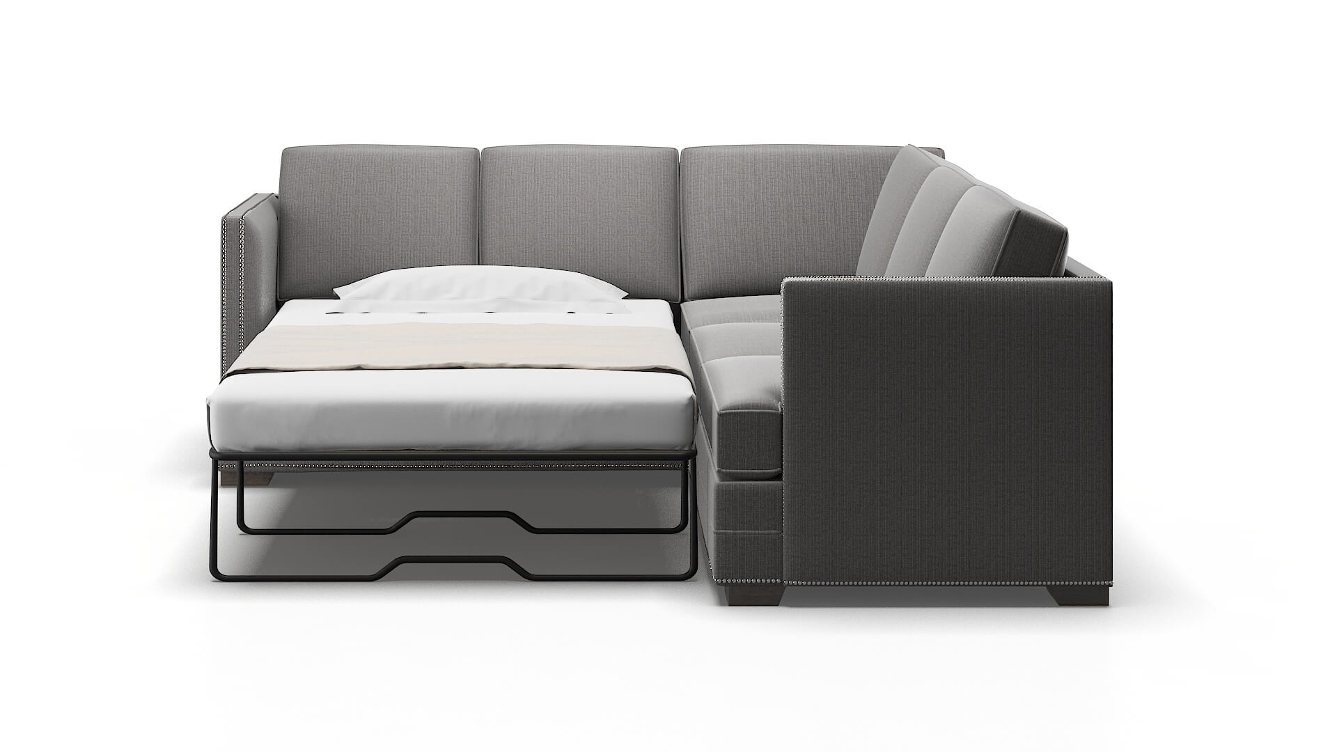 Riga Terrain Oatmeal Sectional Sleeper Espresso legs 1