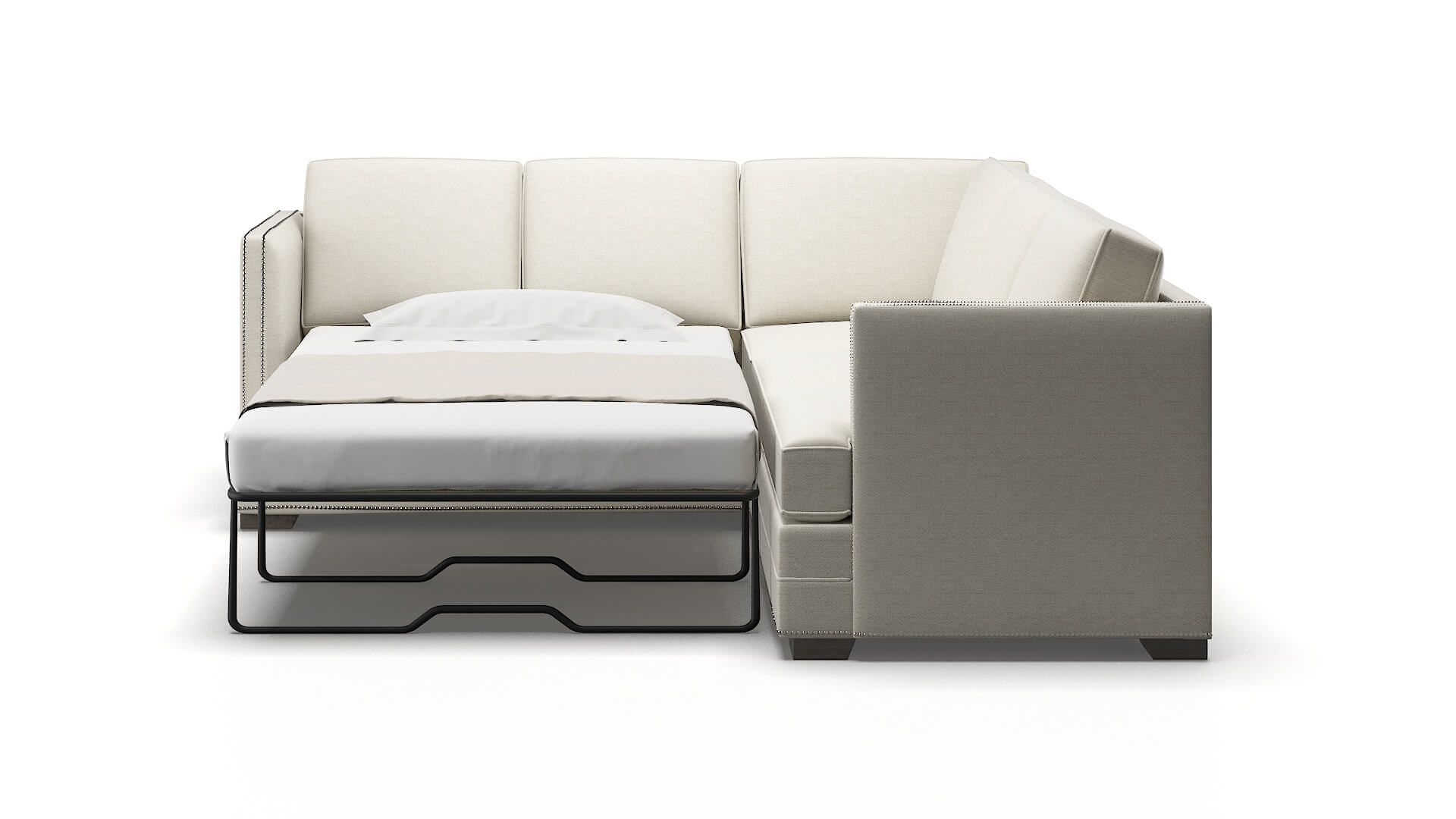 Riga Venus Cream Sectional Sleeper Espresso legs 1