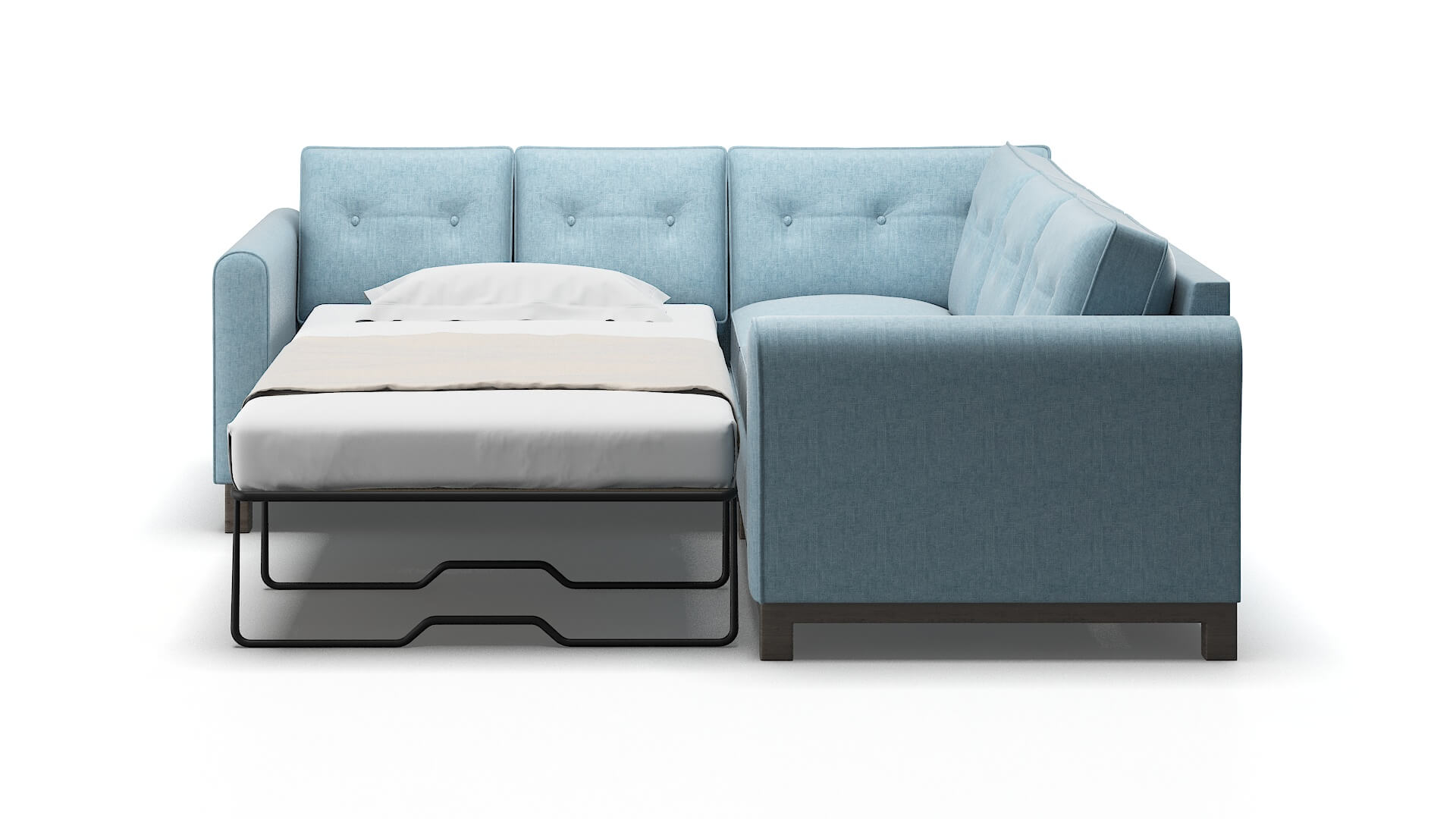 Rio Atlas Turquoise Sectional Sleeper Espresso legs 1
