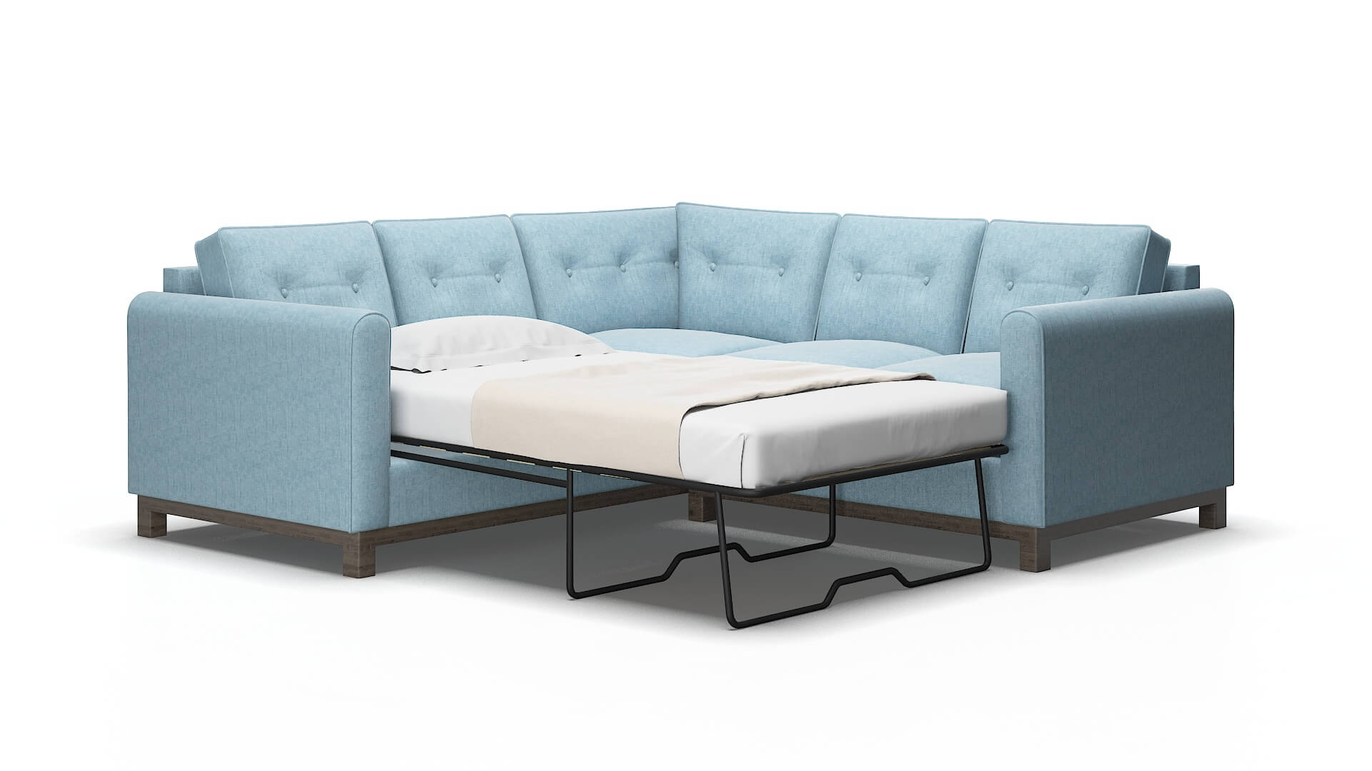 Rio Atlas Turquoise Sectional Sleeper Espresso legs 2