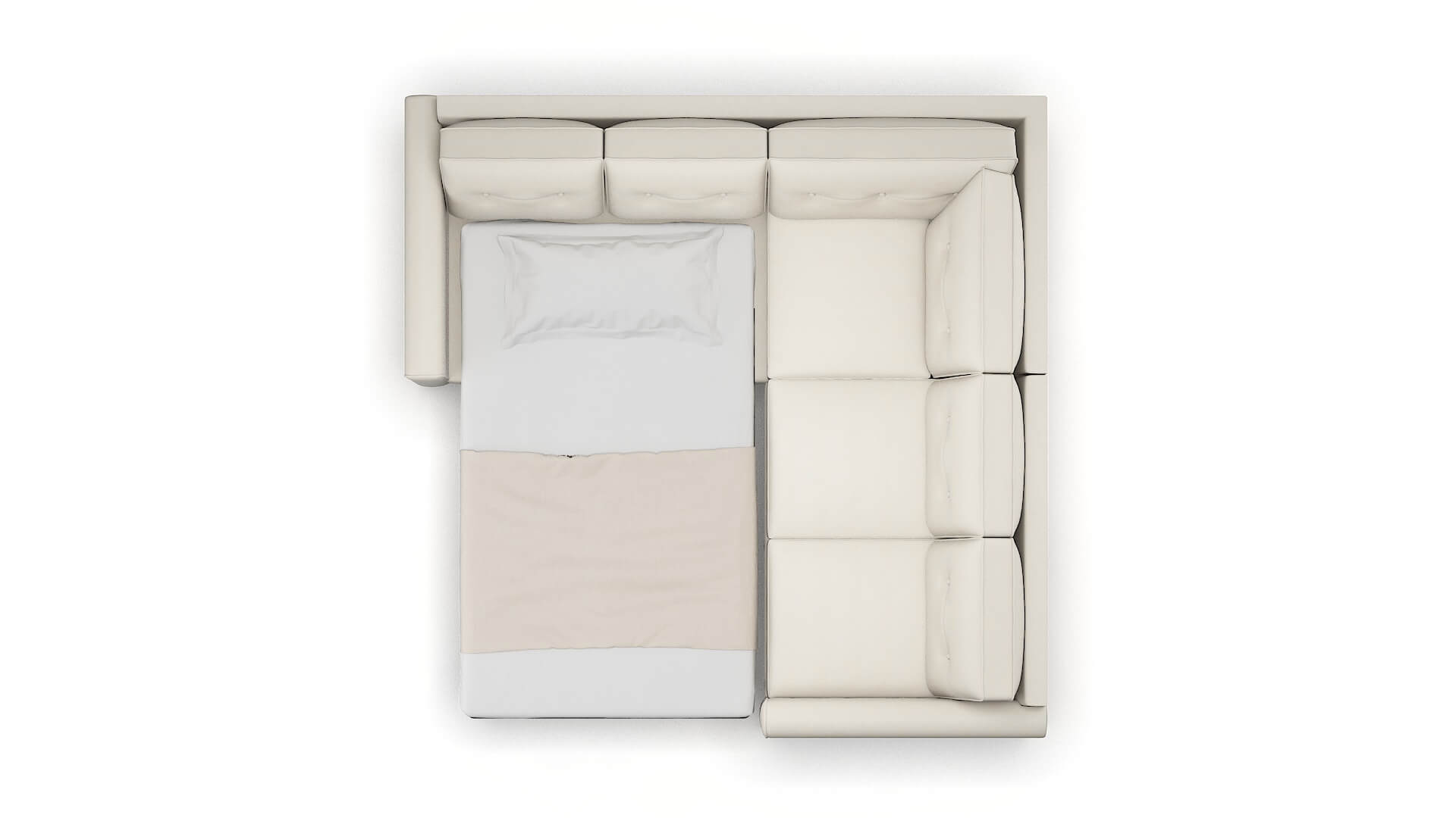 Rio Bungalow Ivory Sectional Sleeper Espresso legs 3