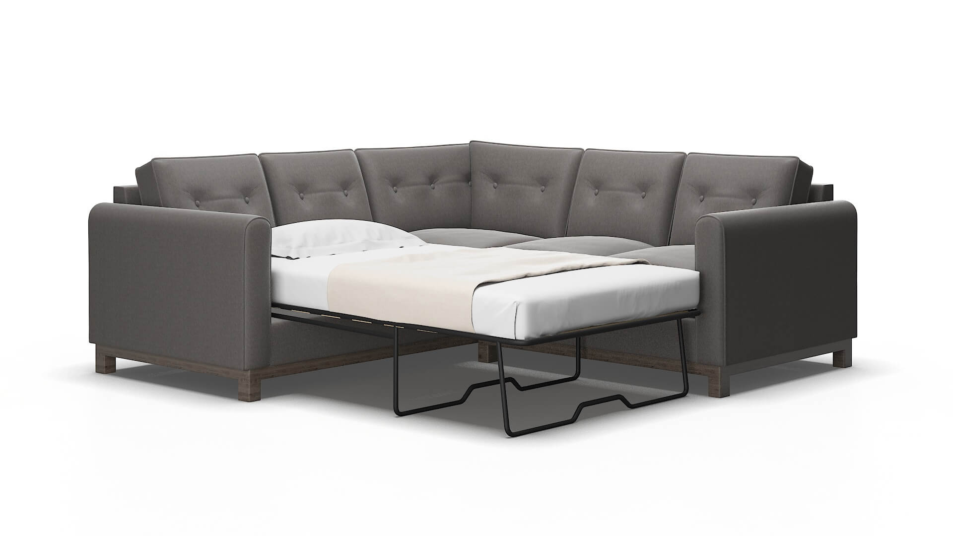 Rio Cosmo Charcoal Sectional Sleeper Espresso legs 2