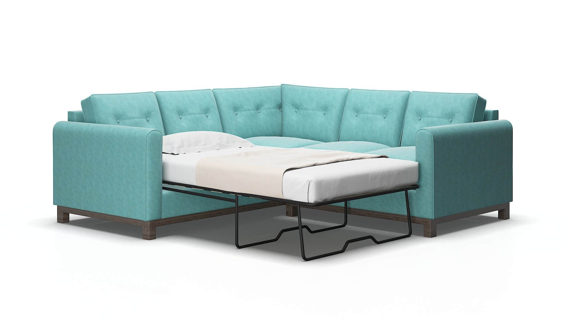 Rio Dream_d french_blue Sectional sleeper Espresso Legs  2