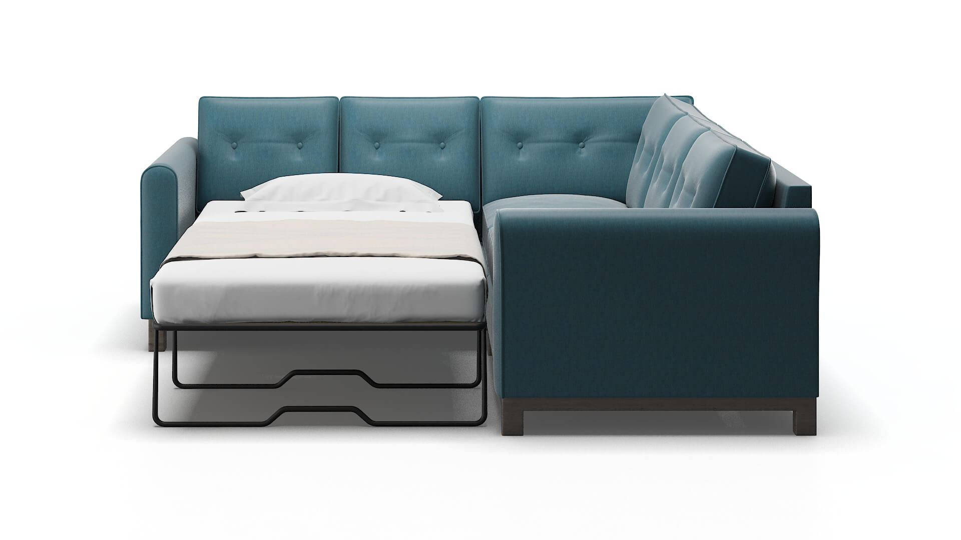 Rio Hepburn Teal Sectional Sleeper Espresso legs 1