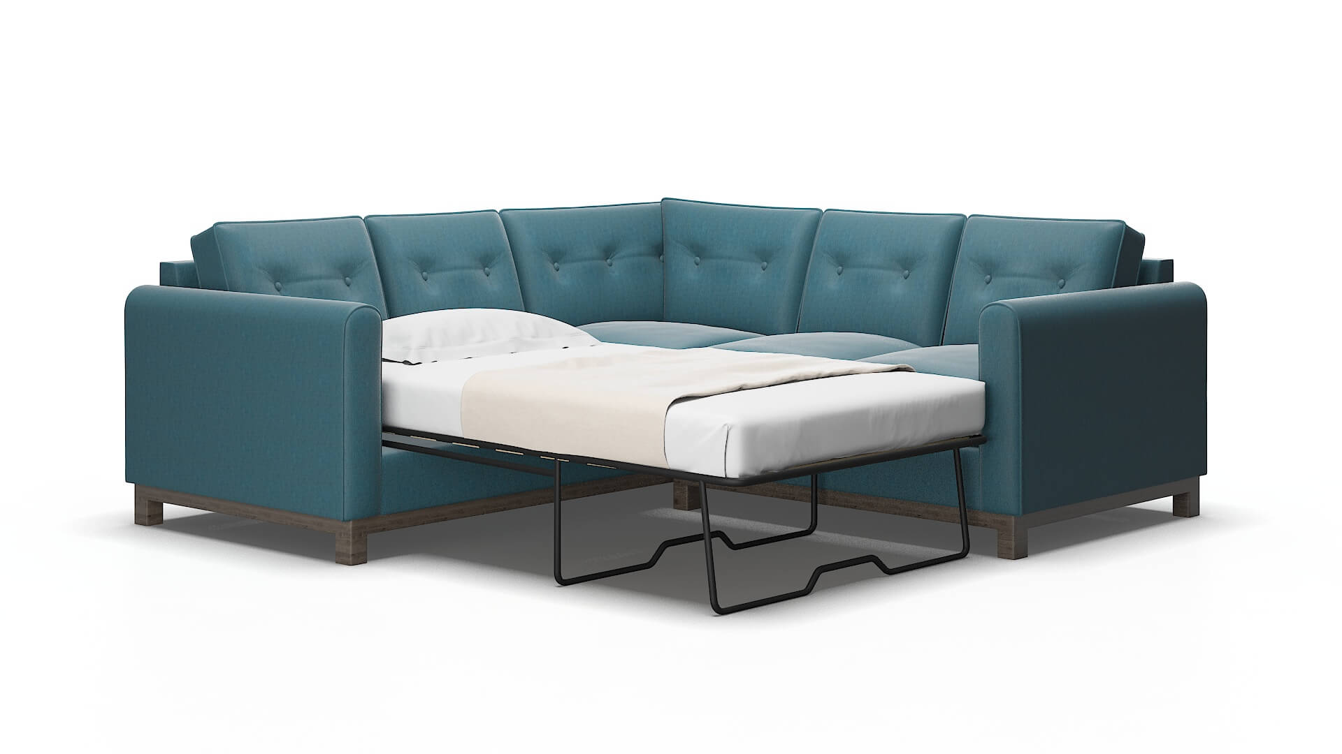 Rio Merit peacock Sectional sleeper Espresso Legs  2