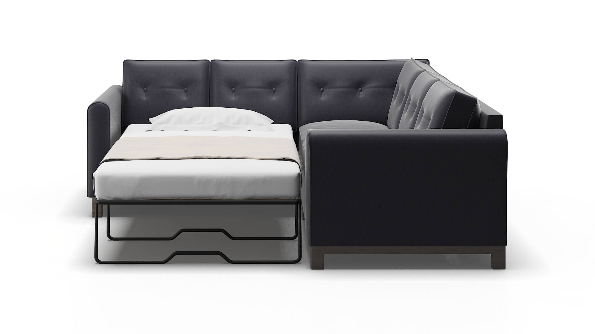 Rio Sasha Navy Sectional Sleeper Espresso legs 1