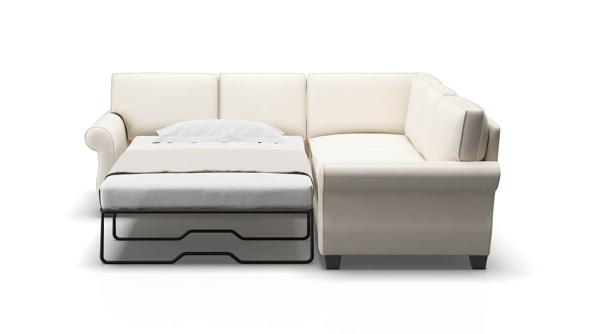 Rome Blanche Milky Sectional Sleeper Espresso legs 1