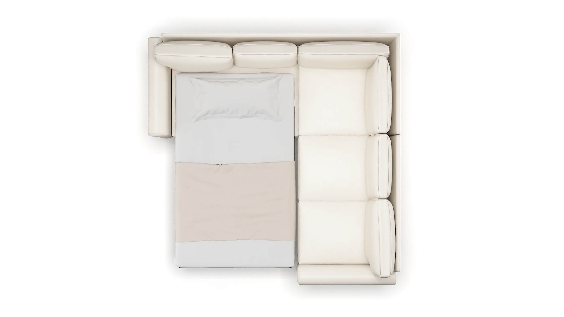 Rome Blanche Milky Sectional Sleeper Espresso legs 3