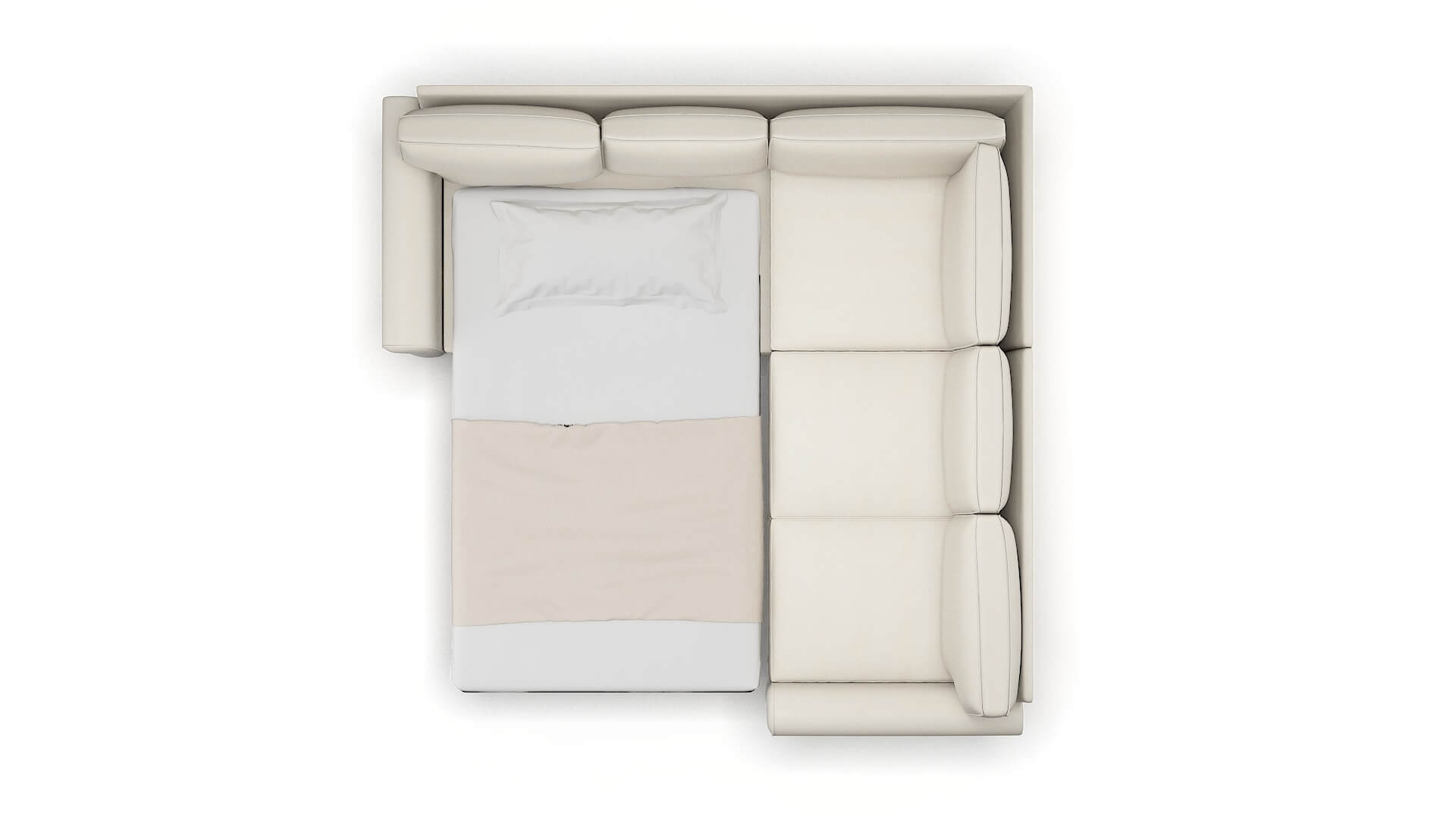 Rome Bungalow Ivory Sectional Sleeper Espresso legs 3