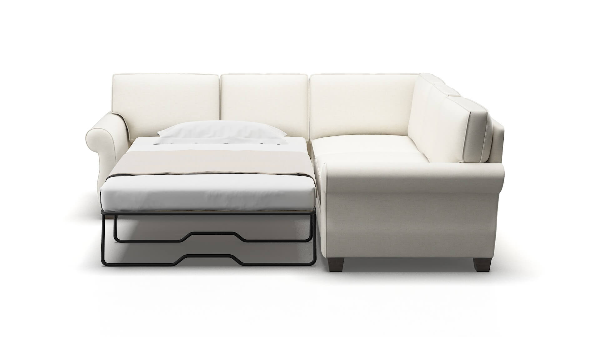 Rome Catalina Ivory Sectional Sleeper Espresso legs 1
