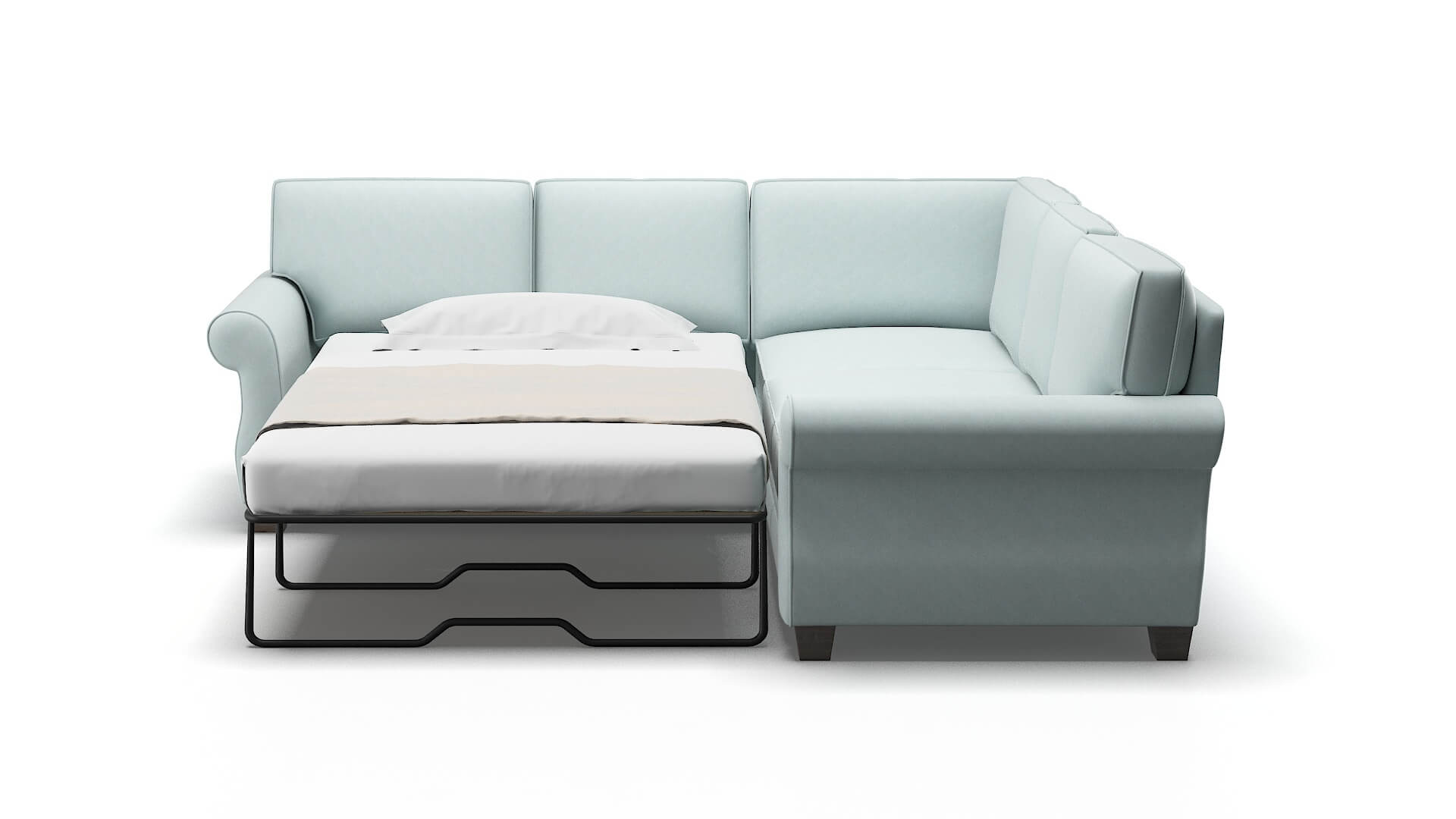 Rome Clyde Cornflower Sectional Sleeper Espresso legs 1