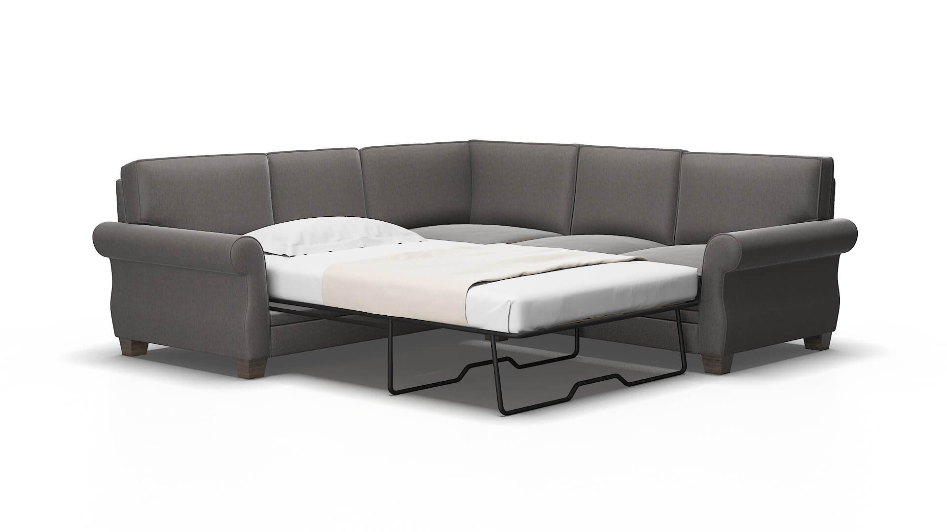 Rome Cosmo charcoal Sectional sleeper Espresso Legs  2