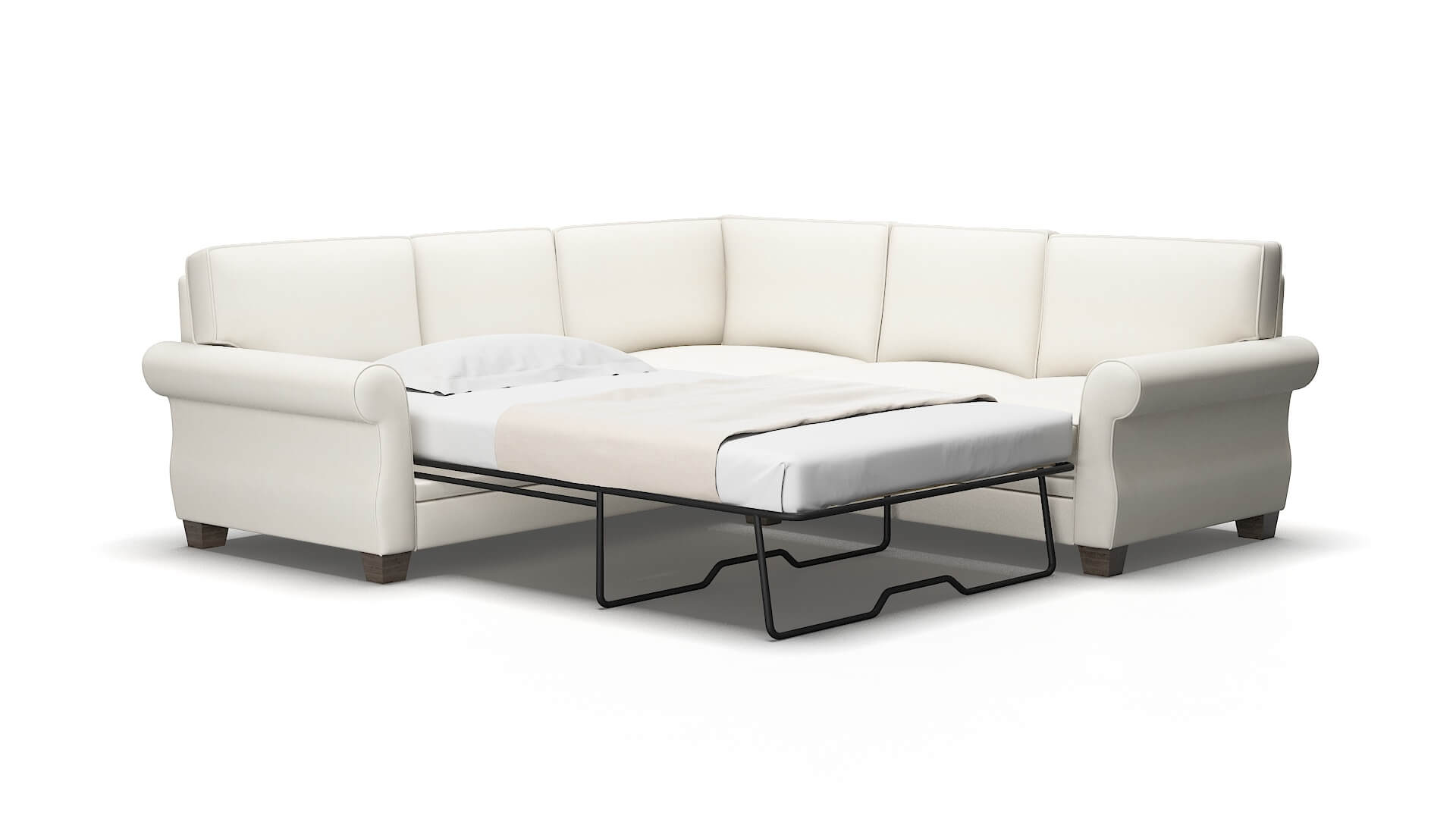Rome Cosmo ivory Sectional sleeper Espresso Legs  2