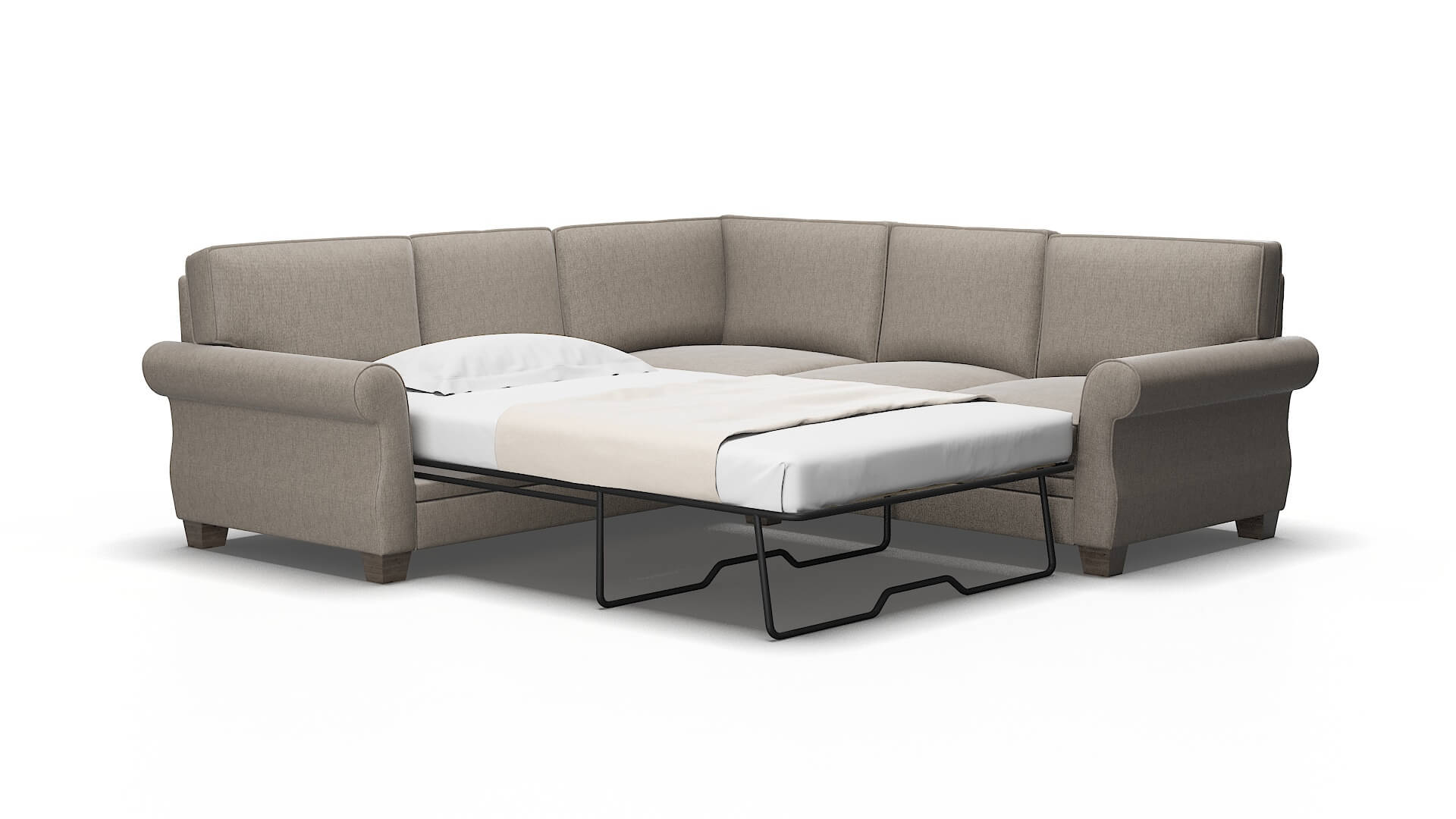 Rome Cosmo Taupe Sectional Sleeper Espresso legs 2