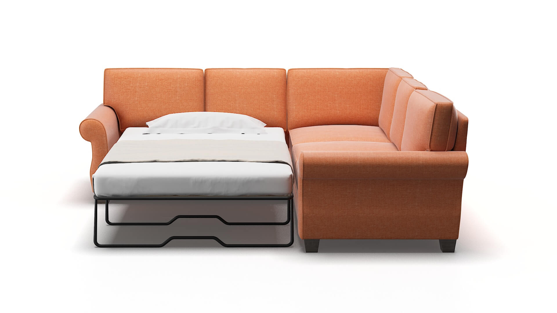 Rome Durham Tangerine Sectional Sleeper Espresso legs 1