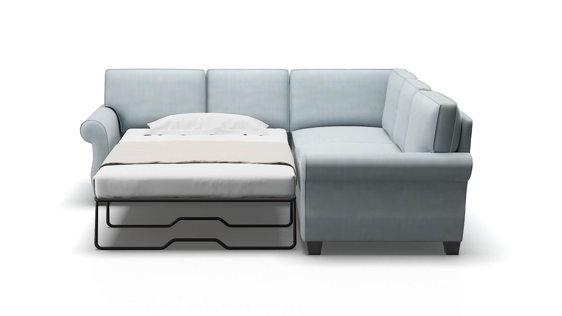 Rome Hathaway Aqua Sectional Sleeper Espresso legs 1