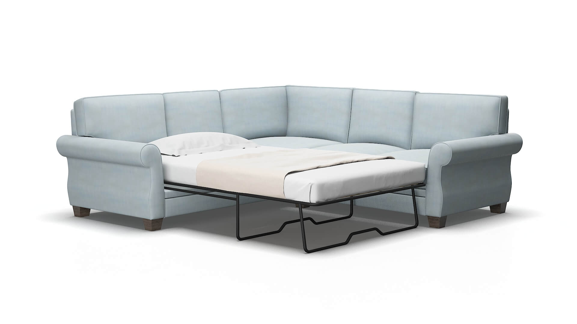 Rome Hathaway aqua Sectional sleeper Espresso Legs  2