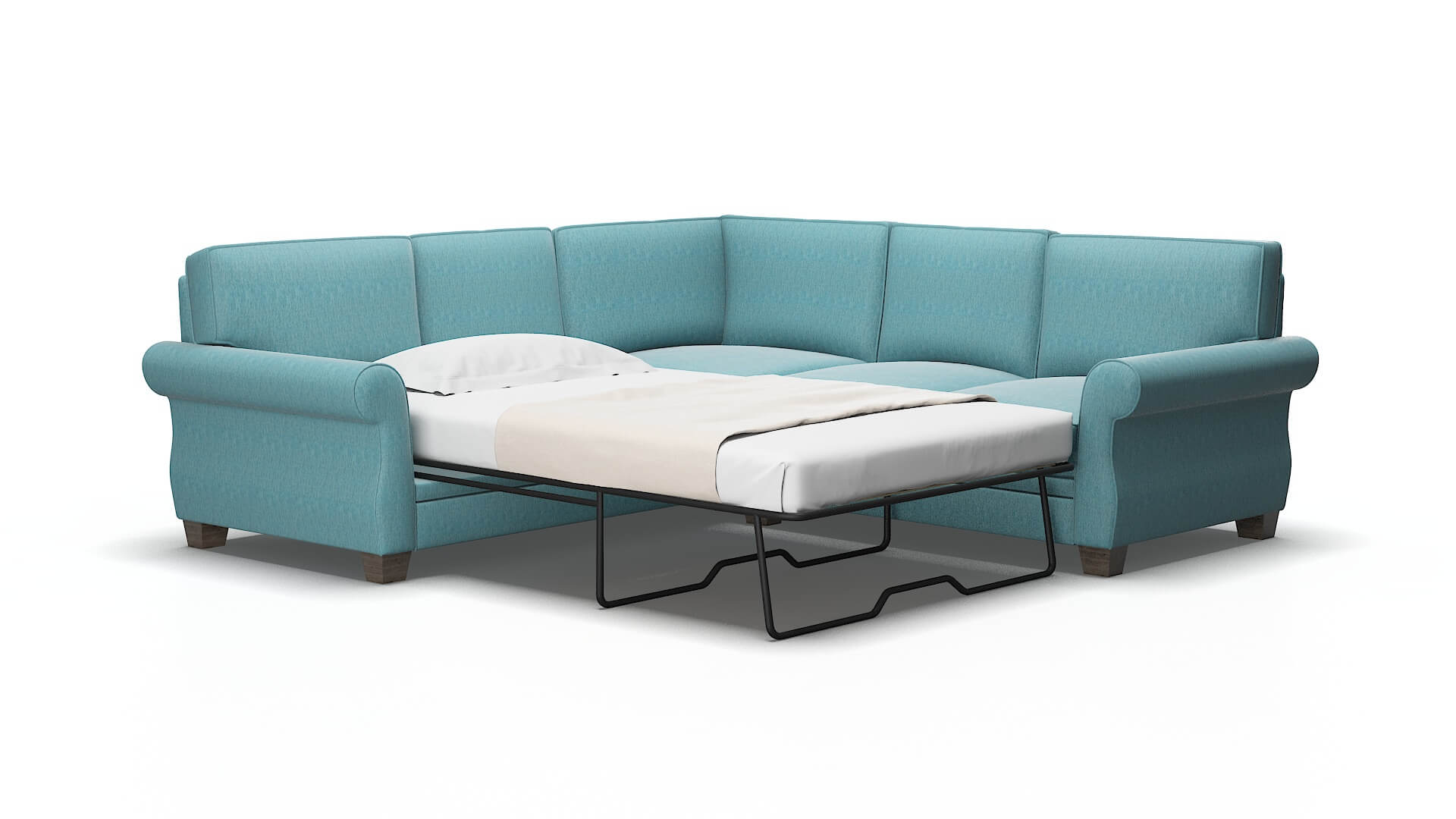 Rome Lana peacock Sectional sleeper Espresso Legs  2