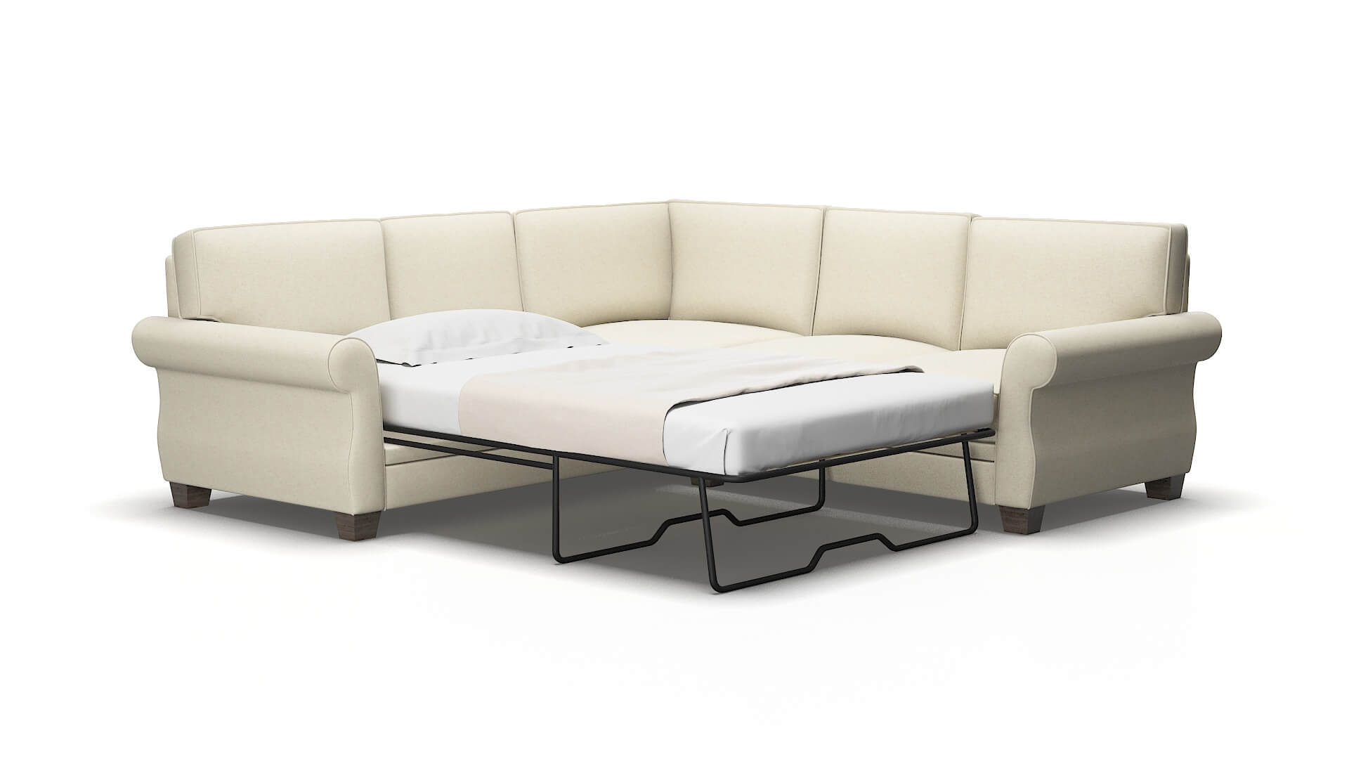 Rome Lana sand Sectional sleeper Espresso Legs  2