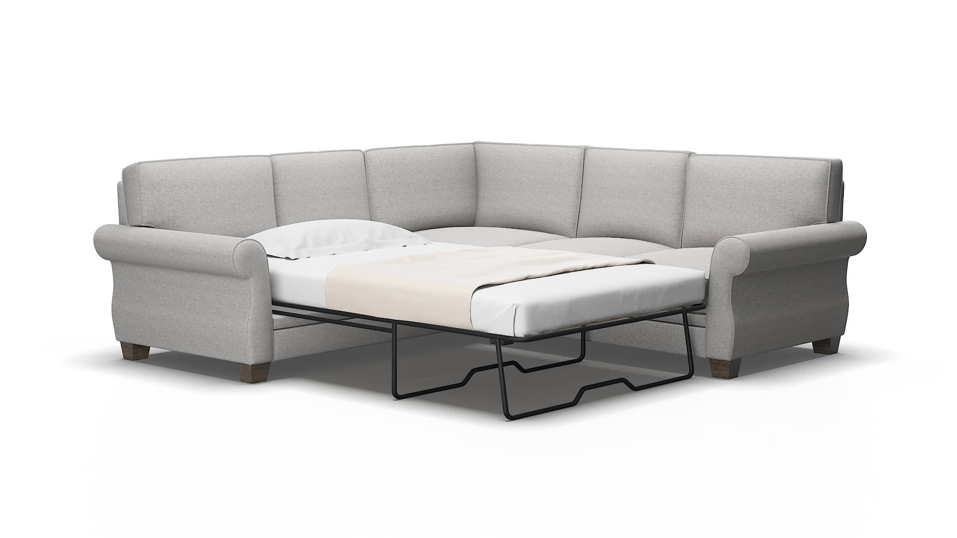 Rome Malibu Dove Sectional Sleeper Espresso legs 2